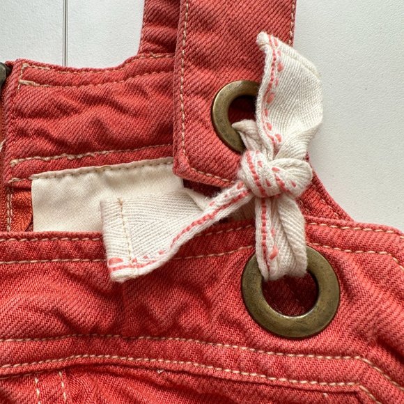 Maeve Anthropologie Blouse Women 4 Orange Tank Linen Denim Fitted Tie - Picture 9 of 10